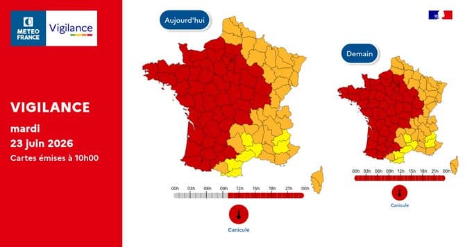 Canicule historique : la Gironde et la Charente-Maritime battent des records sous un dôme de chaleur exceptionnel