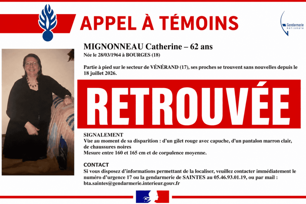 Une sexagénaire retrouvée saine et sauve après plusieurs heures de recherches en Charente-Maritime
